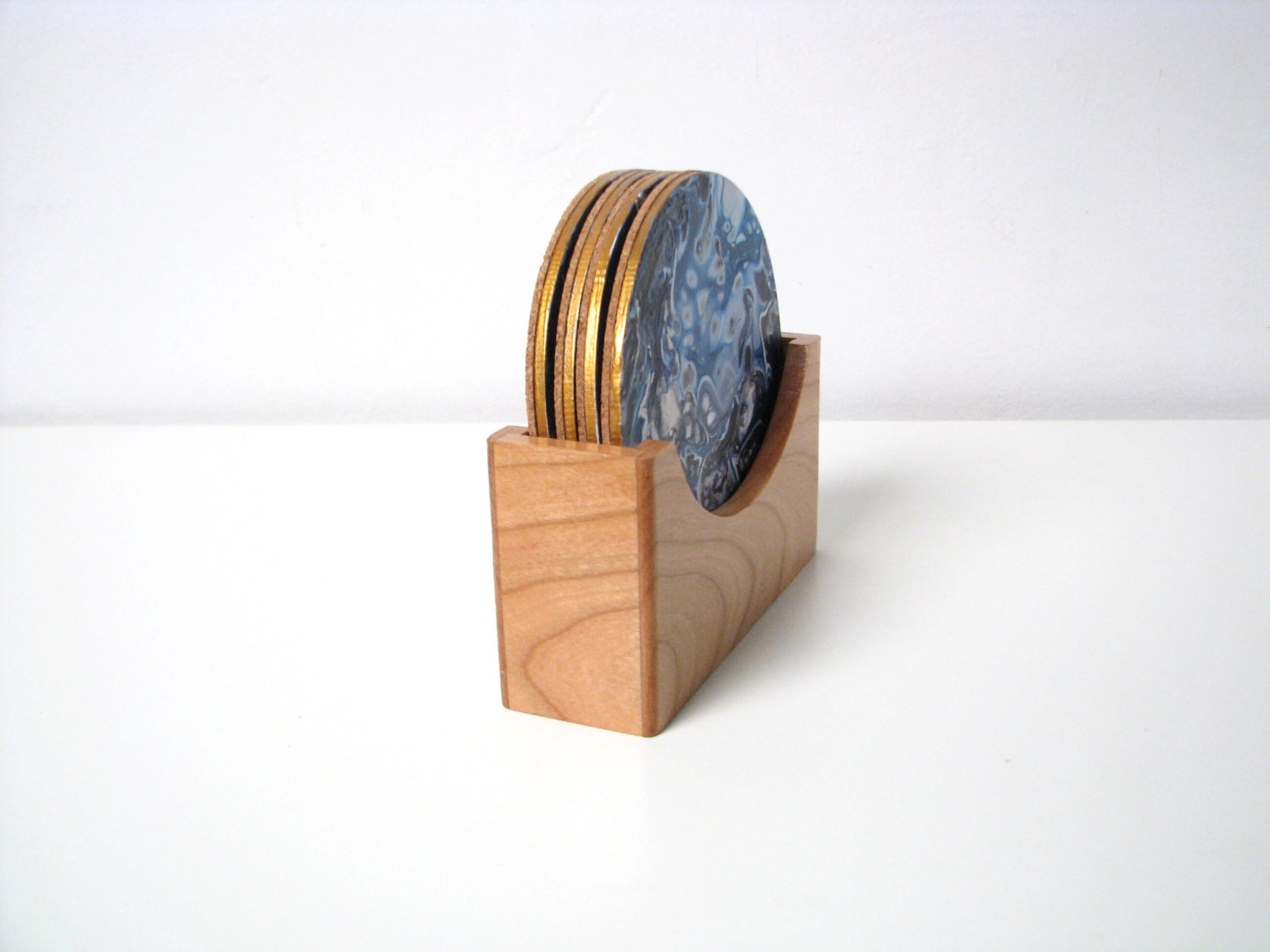 Flat Wooden Coaster Holder, Fits 4″ Round Coasters – Kahoy Crafts Co