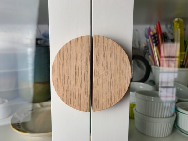 Semicircle Oak Cabinet Pull, Wooden Handle