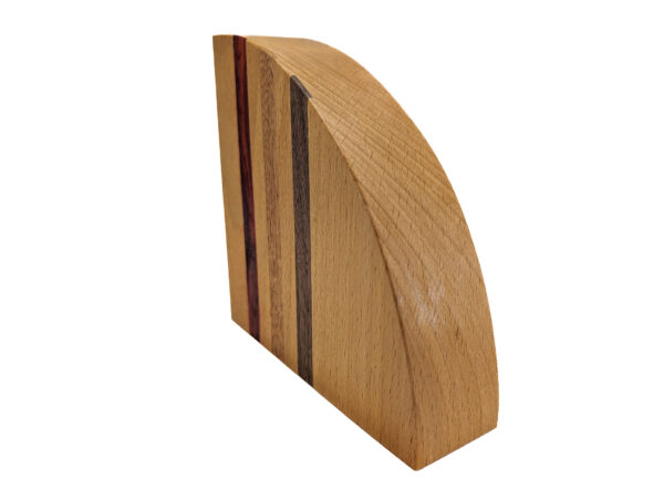 Semicircle Striped Bookends with Padauk, Mahogany, and Walnut Inlays (1 Pair) - Image 4