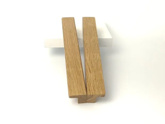 L-Shaped White Oak Drawer Pulls